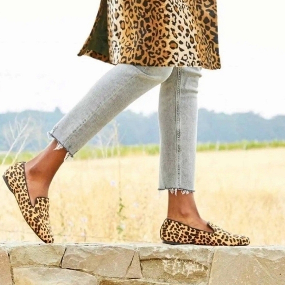 Birdies The Starling Leopard Slip On Genuine Calf hair Loafers Size 8.5 Women's - Picture 2 of 14
